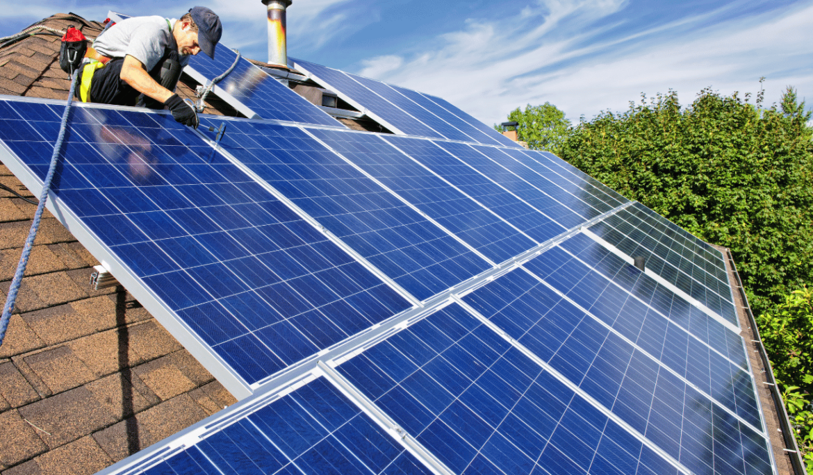 Professional installation of solar panels on a residential rooftop in Doral